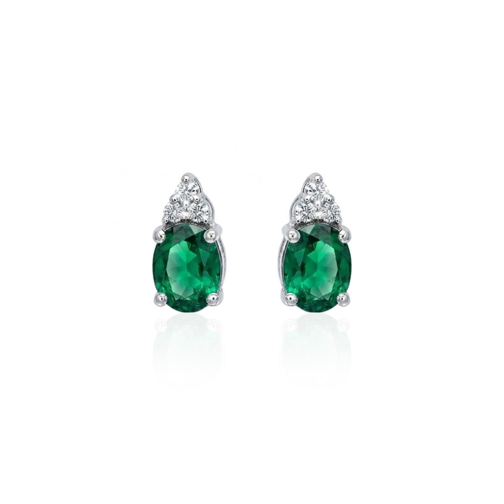 Pair of emerald and diamond earrings 