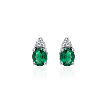 Pair of emerald and diamond earrings 