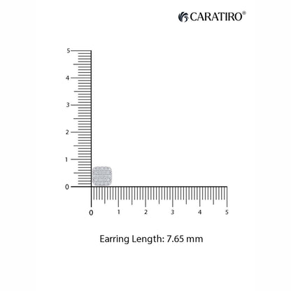 Earring with a ruler showing its length and Caratiro branding.