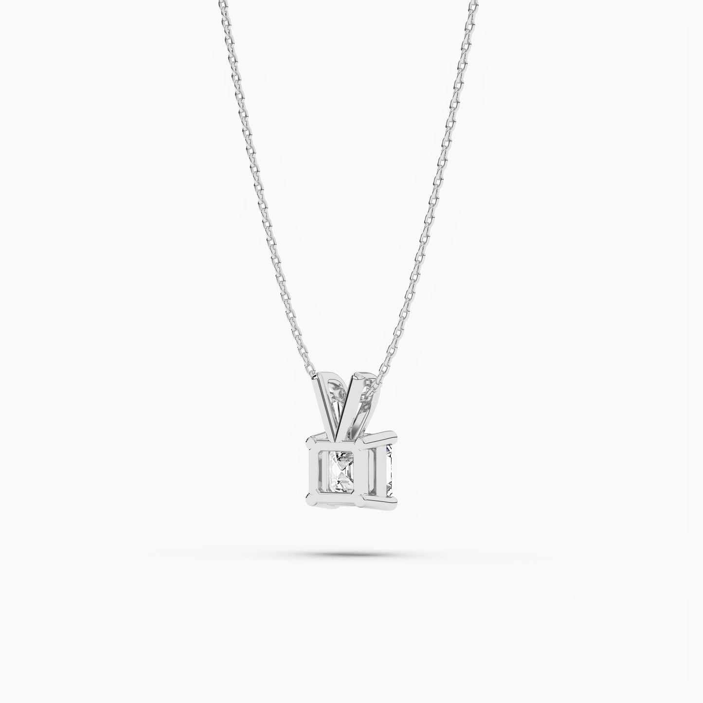 Asscher Diamond Solitaire Pendant Necklace