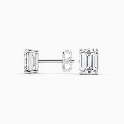 Emerald Diamond Slitaire Earrings