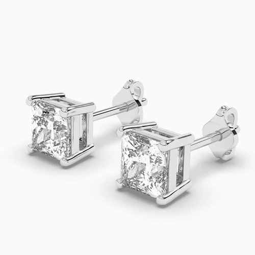 sterling silver Princess Diamond Earrings