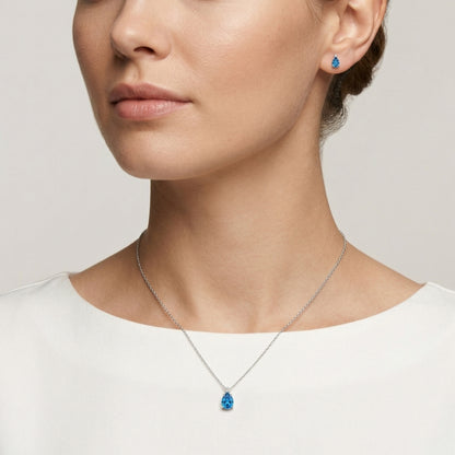 Sterling Silver Blue Diamond Pendant