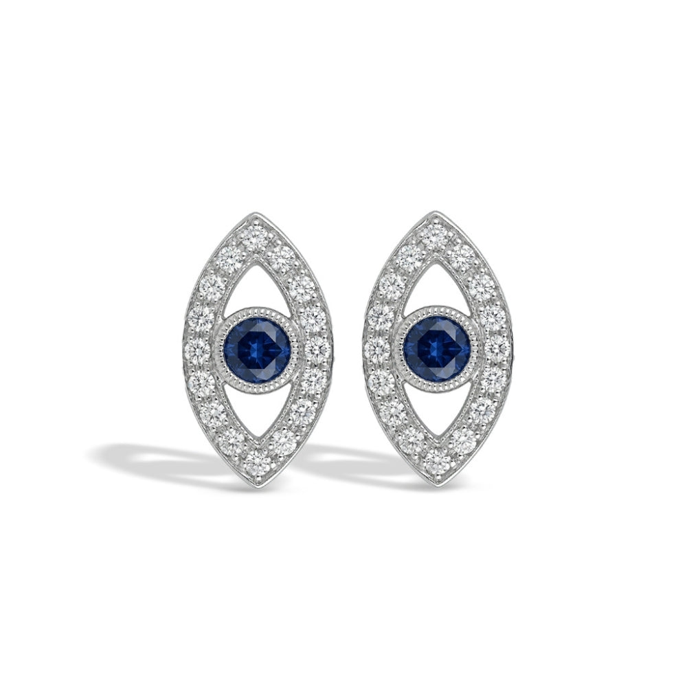 Pair of earrings with blue gemstones and diamond
