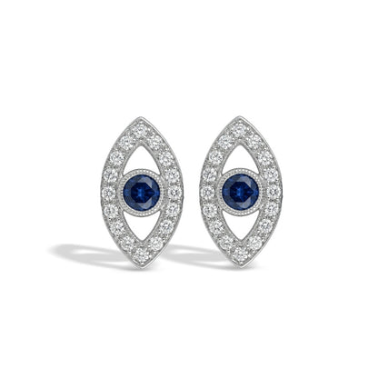 Pair of earrings with blue gemstones and diamond