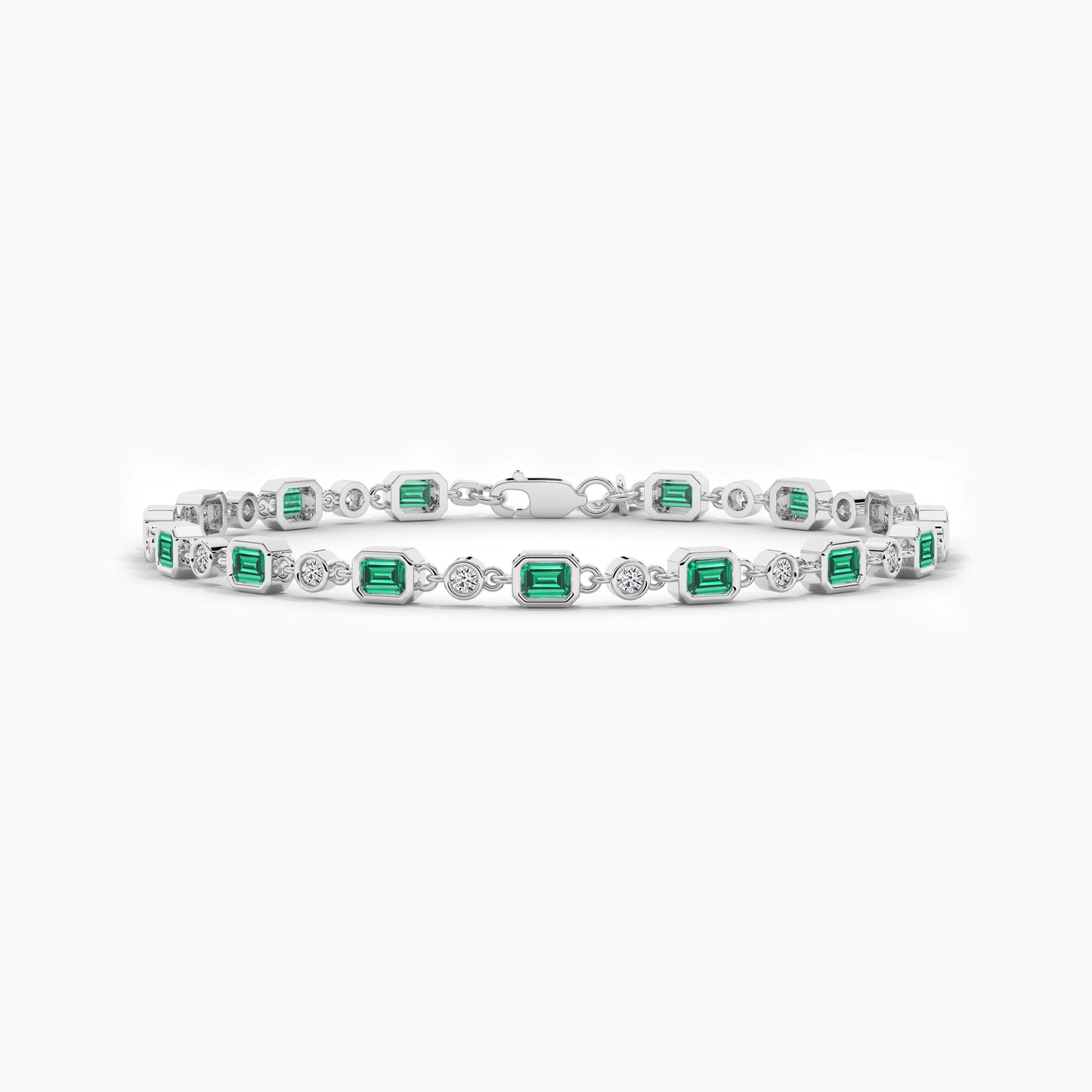 Women silver green diamond tennis bracelet