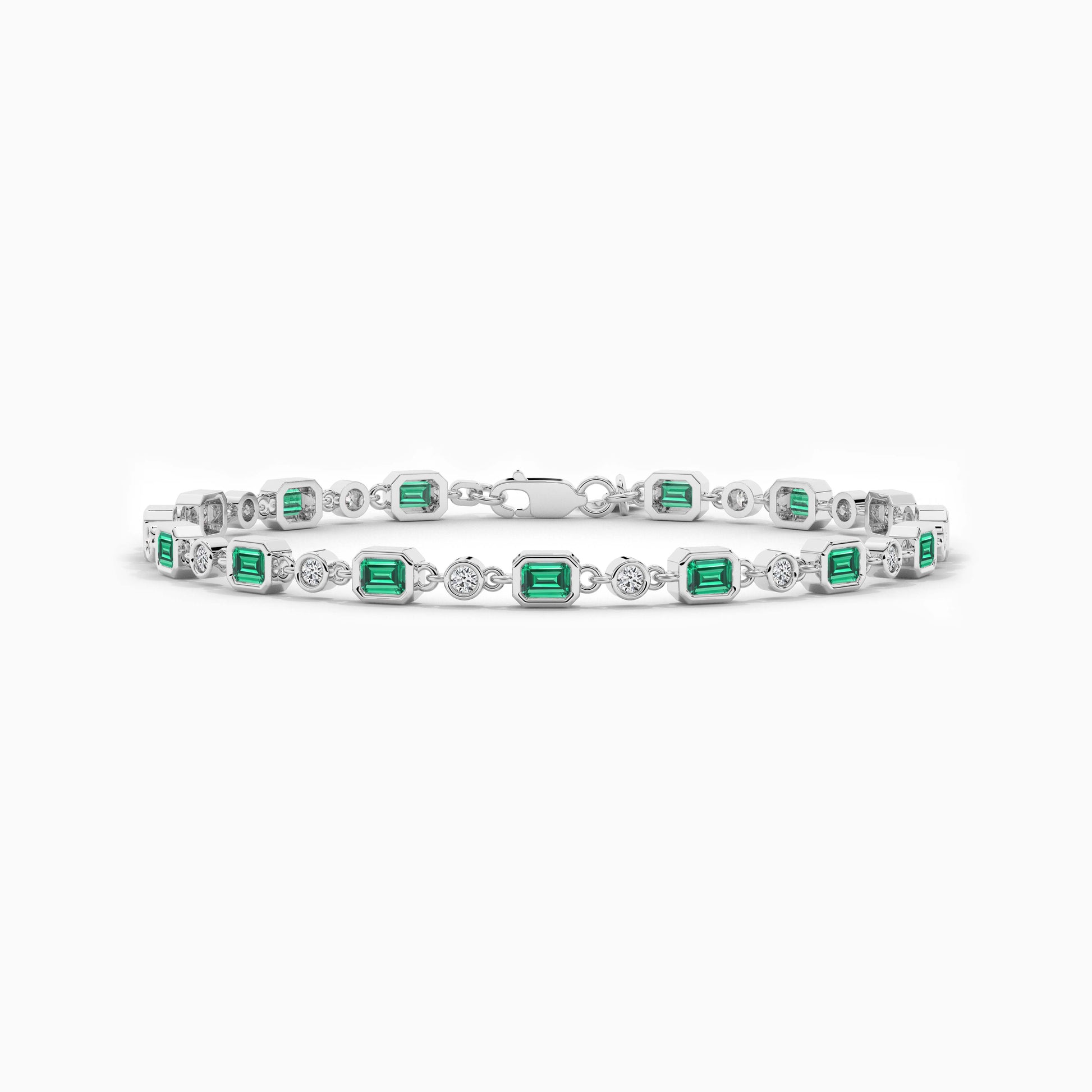 Women silver green diamond tennis bracelet
