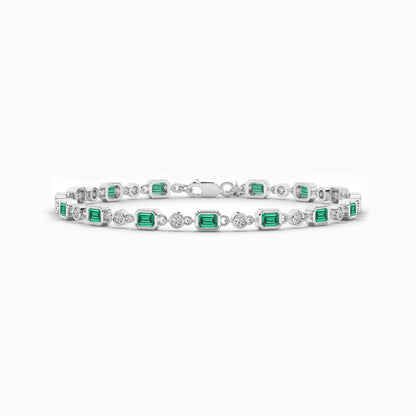Women silver green diamond tennis bracelet