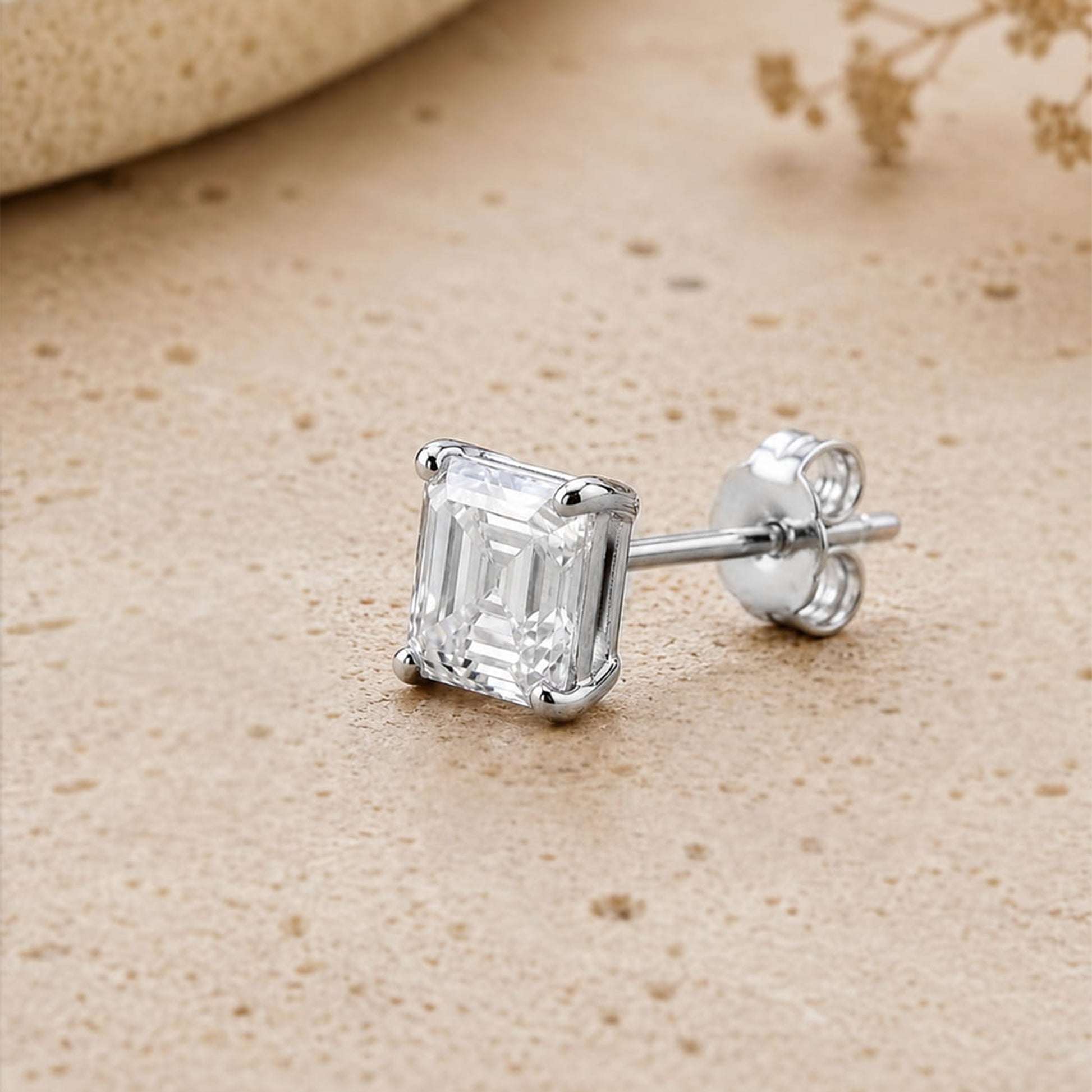 Asscher Cut Cubic Zirconia Stud Earrings