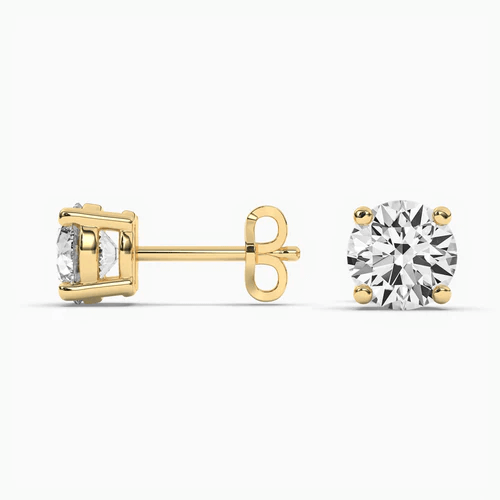 Small Silver Stud Earrings Round Diamond