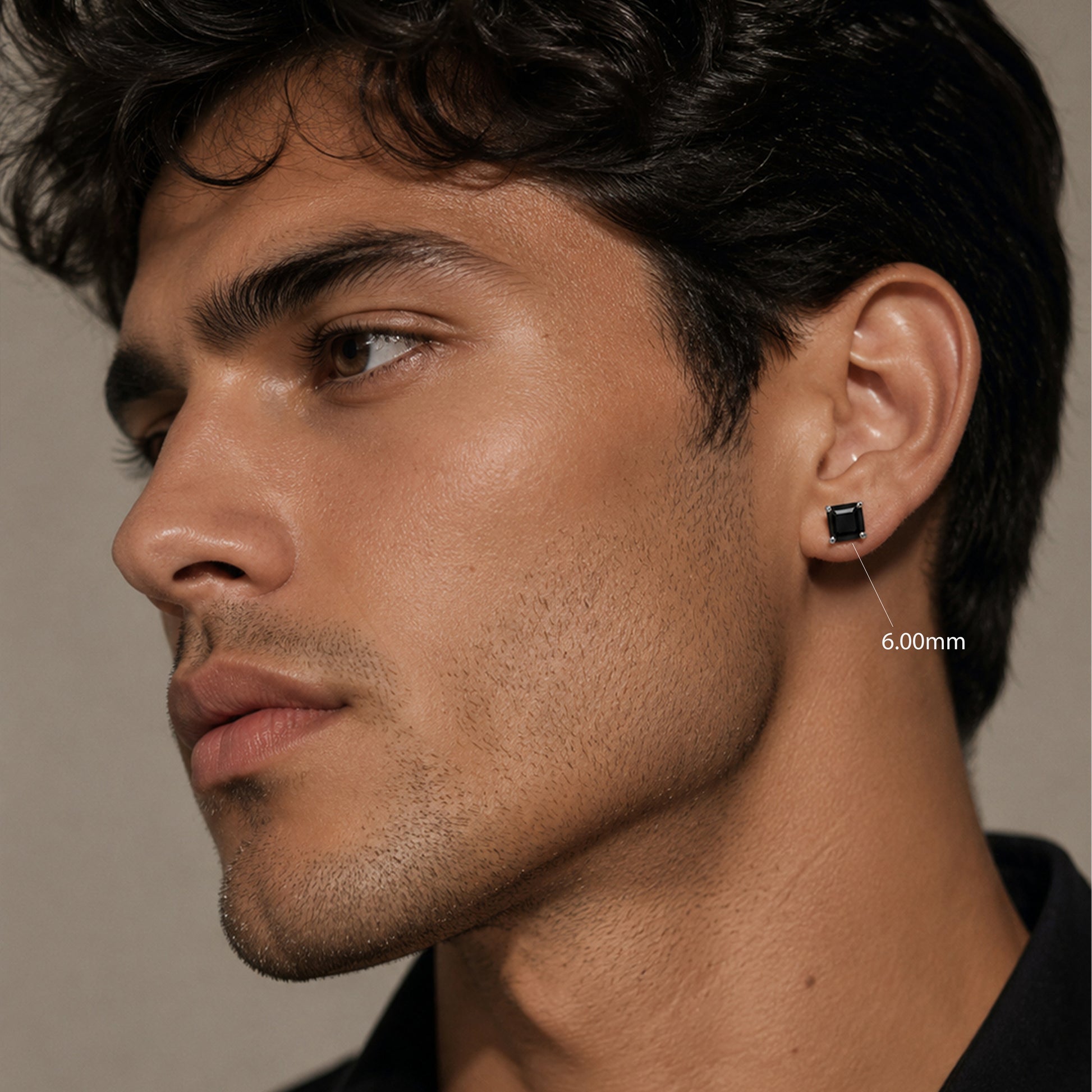 Black Diamond Square Stud Earring