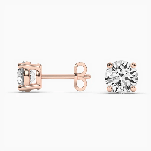 Small Silver Stud Earrings Round Diamond
