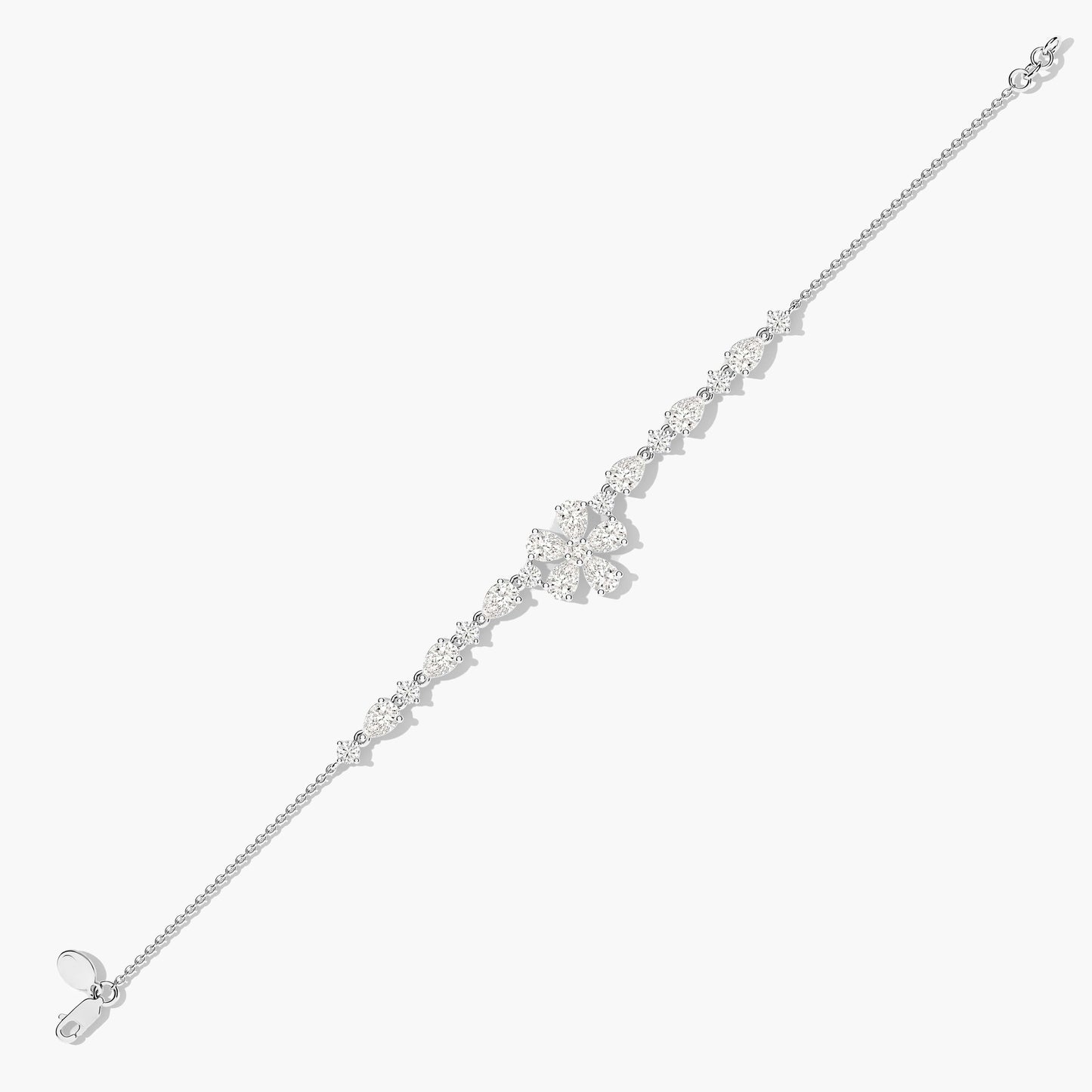 white diamond flower bracelet