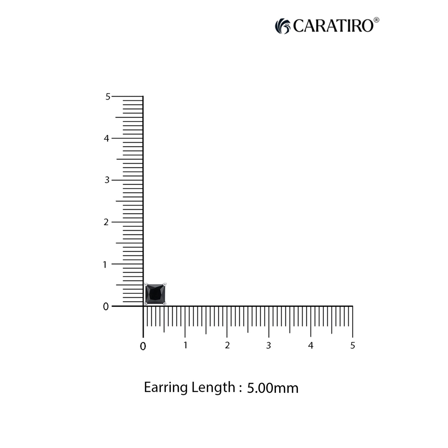 Measurement of an earring length with a ruler on a white background
