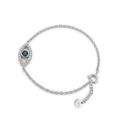 Silver bracelet with a blue gemstone 