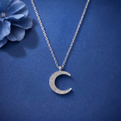 925 Silver Half Moon Locket with Diamond