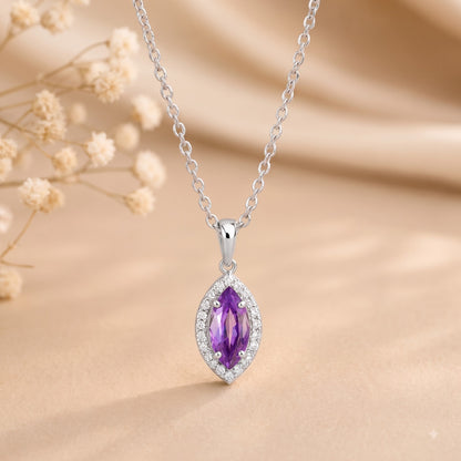 Marquise Cut Amethyst Diamond Necklace