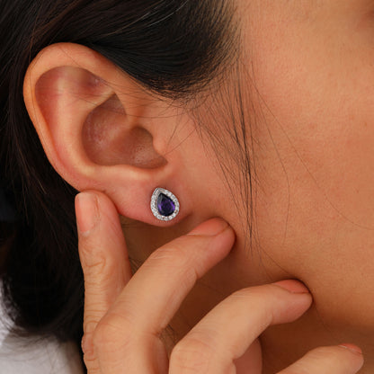 Amethyst diamond earrings