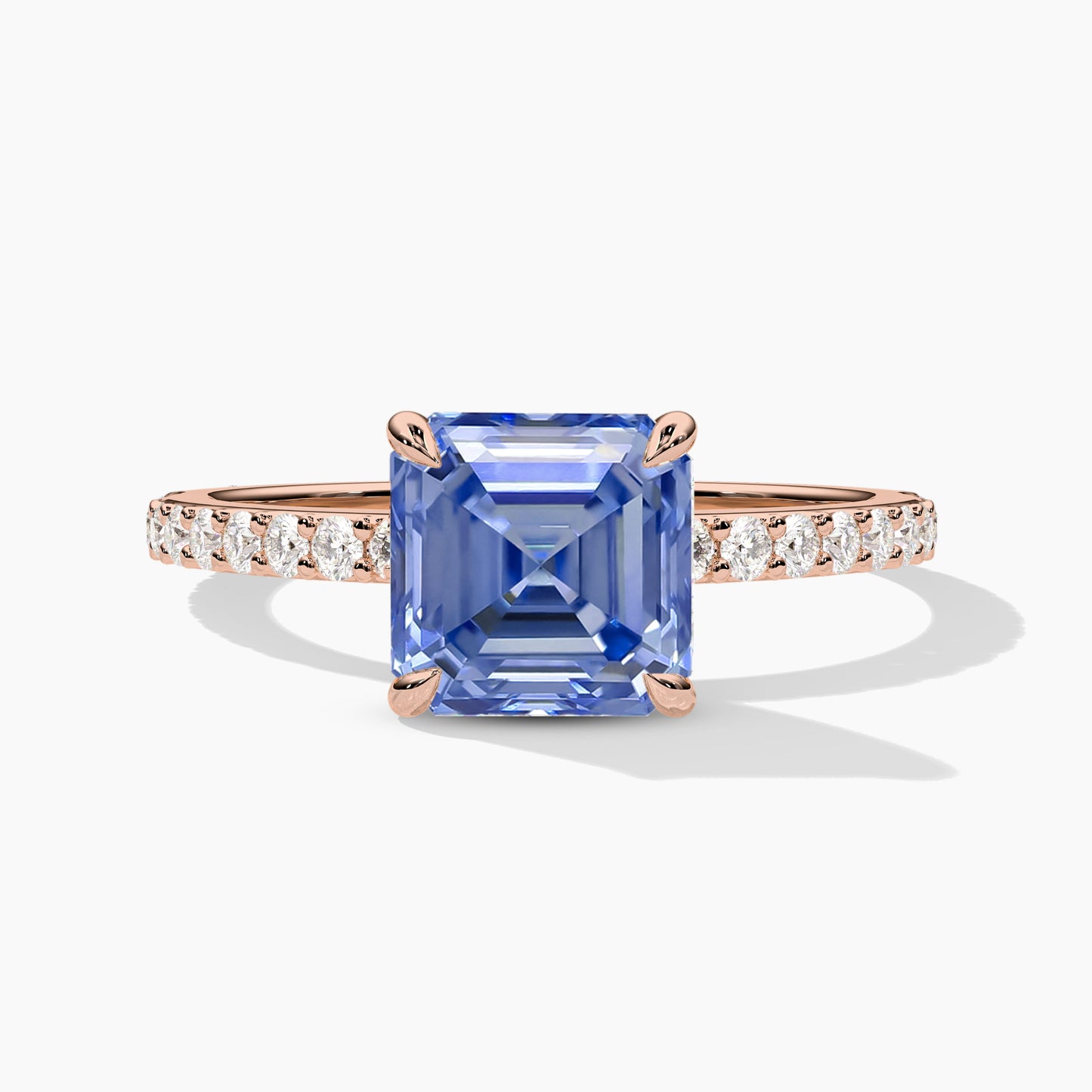 blue diamond silver ring