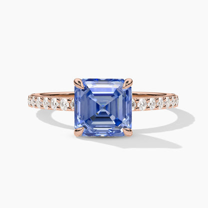 blue diamond silver ring