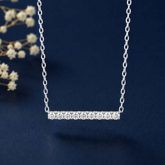Silver line diamond bar pendant mens
