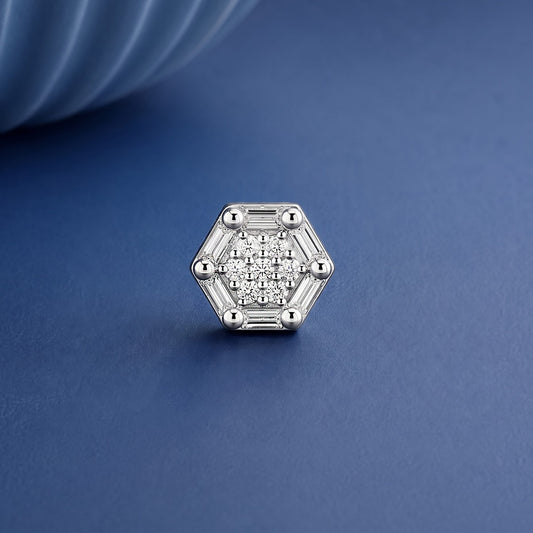 Baguette diamond hexagone shape stud