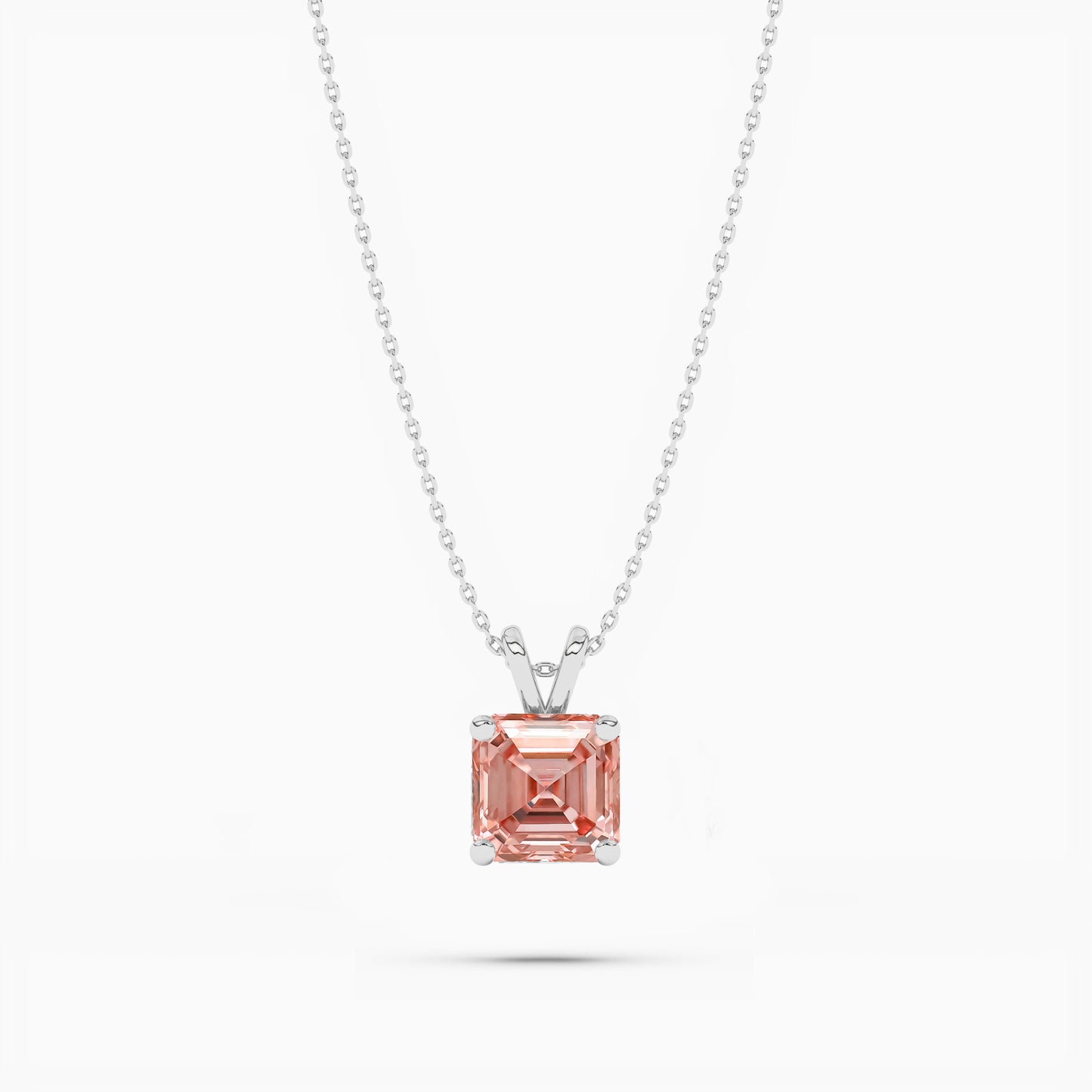 Asscher diamond silver chain with pendant for women​