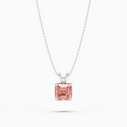Asscher diamond silver chain with pendant for women​