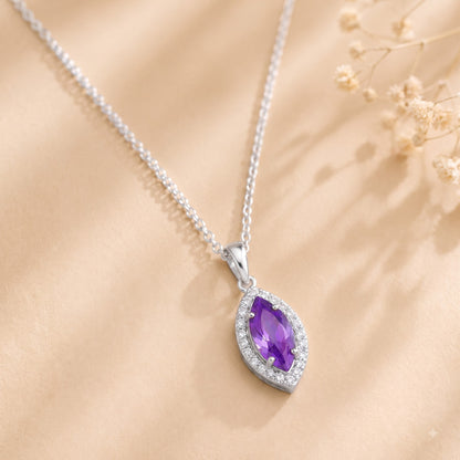 Marquise Cut Amethyst Diamond Necklace