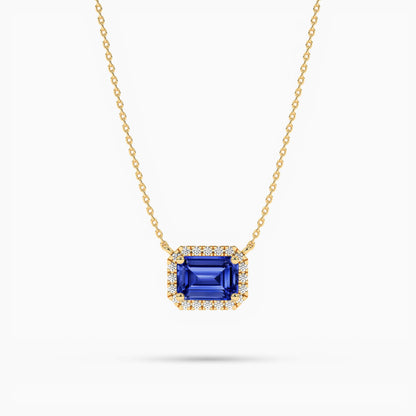 diamond necklace with blue stone​