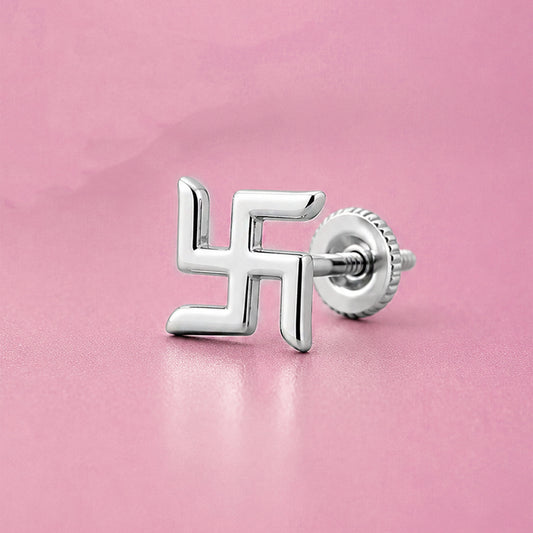 Sterling Silver swastik stud for men