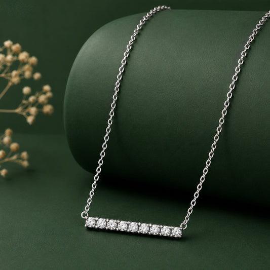 Women silver diamond bar pendant