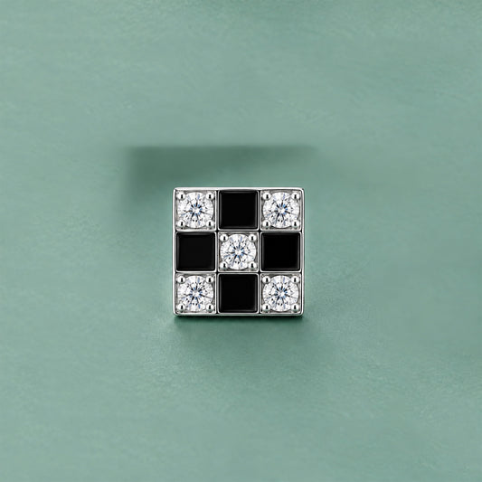 Black and white diamond stud for men