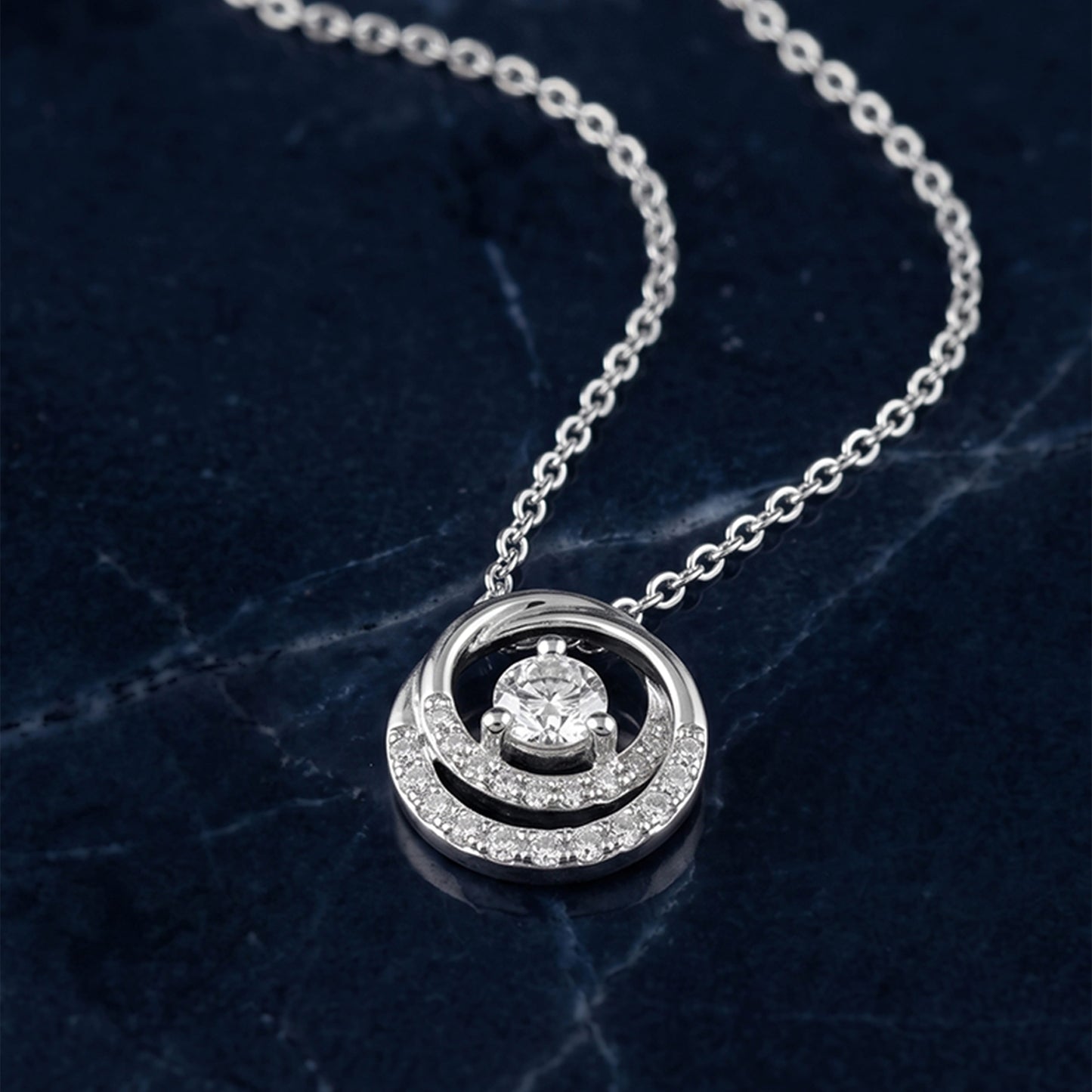 Silver Chain with Diamond Pendant