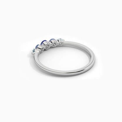 sky blue and blue diamond ring