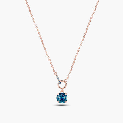 Blue gem pendant​ rose gold plated