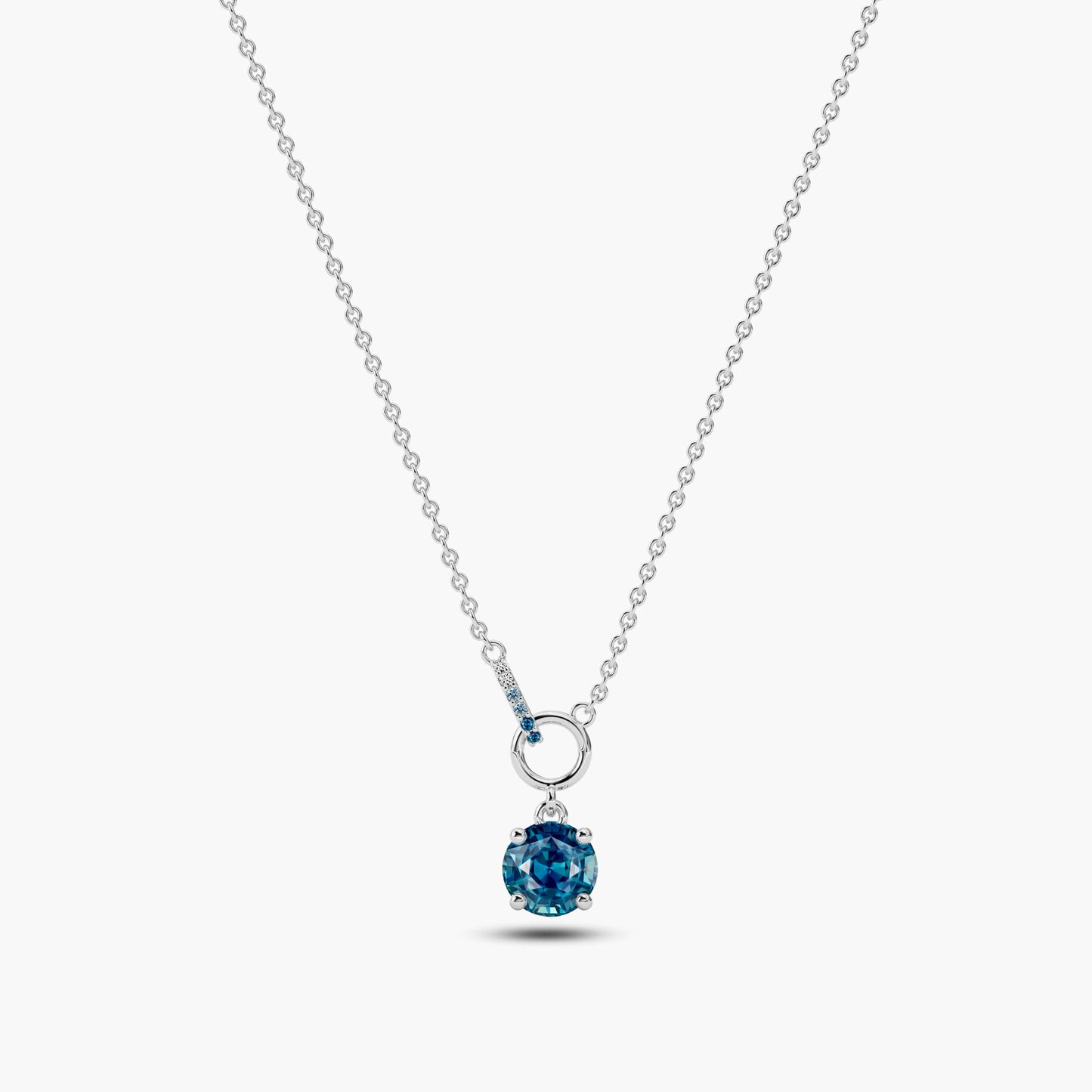 Blue gem pendant​ white gold plated