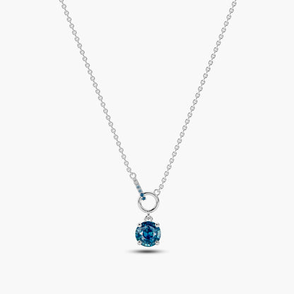 Blue gem pendant​ white gold plated