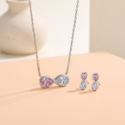 Pink and White Diamond Infinity Necklace