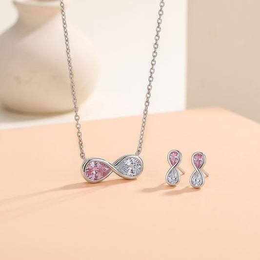 Pink and White Diamond Infinity Necklace