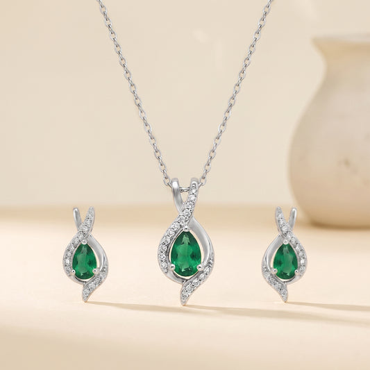 Sterling Silver Green Pendant Necklace