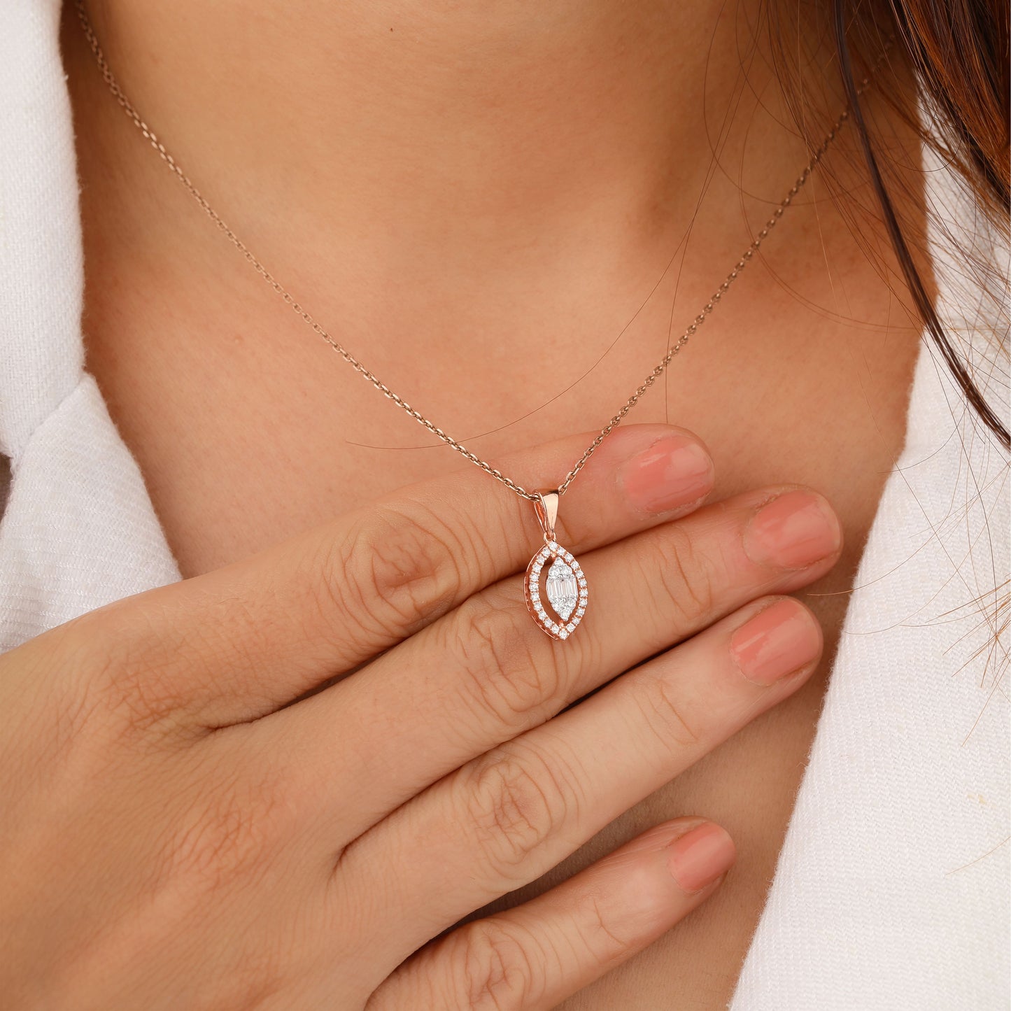 silver diamond pendant​