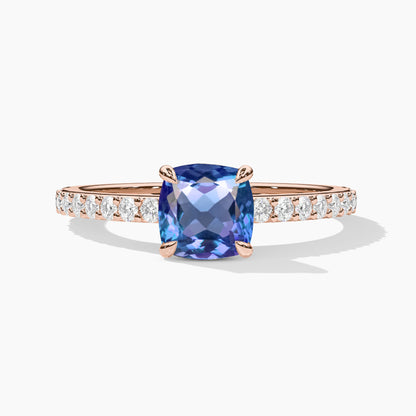 Blue Diamond Sterling Silver Solitaire Ring