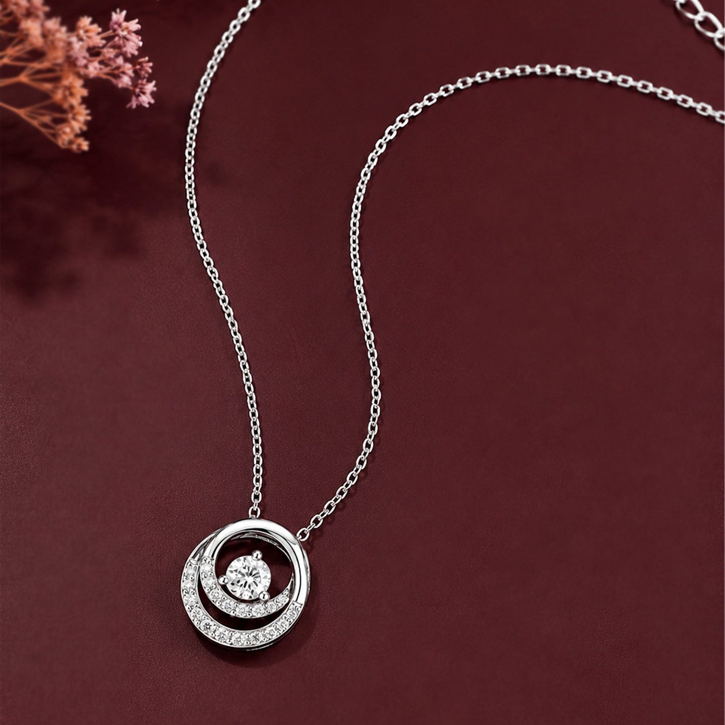 Silver Chain with Diamond Pendant