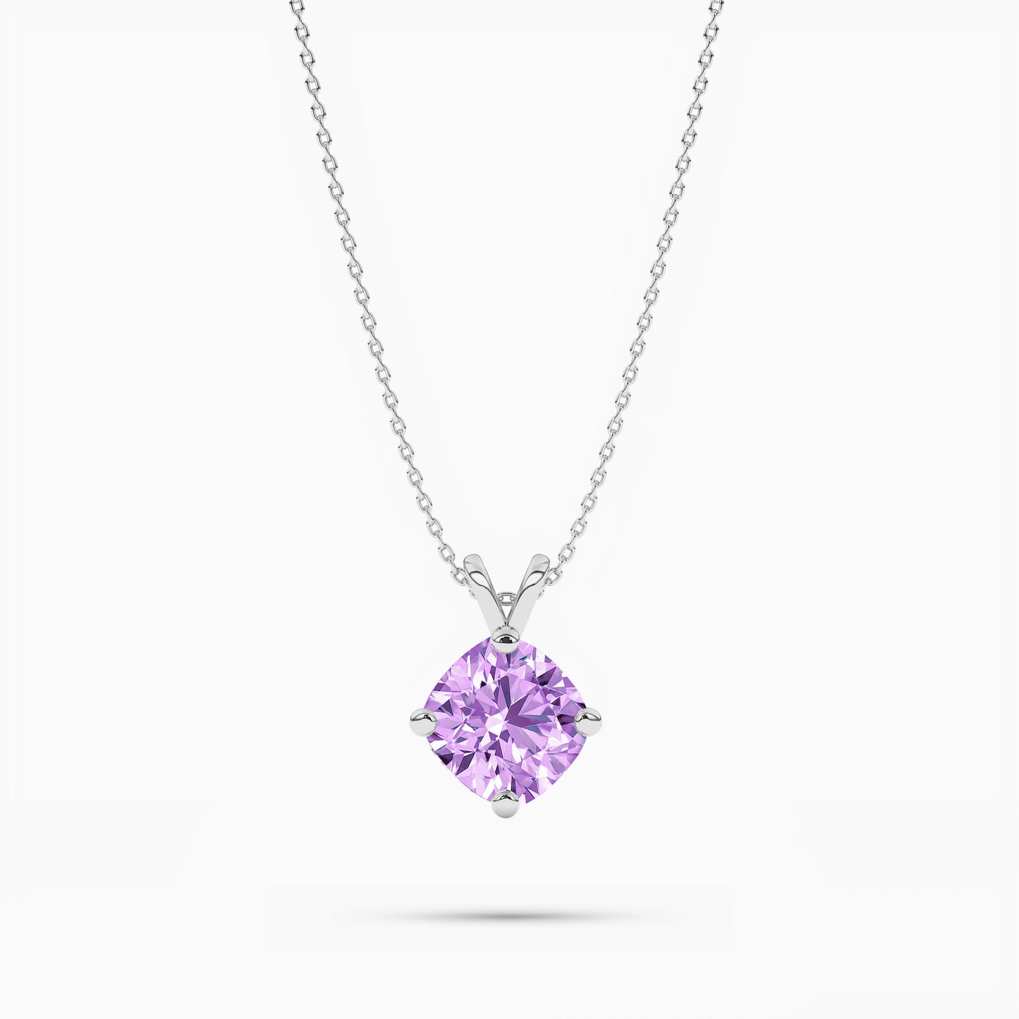 Cushion shape Light purple necklace
