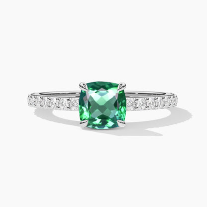 Cushion diamond ring white gold plated