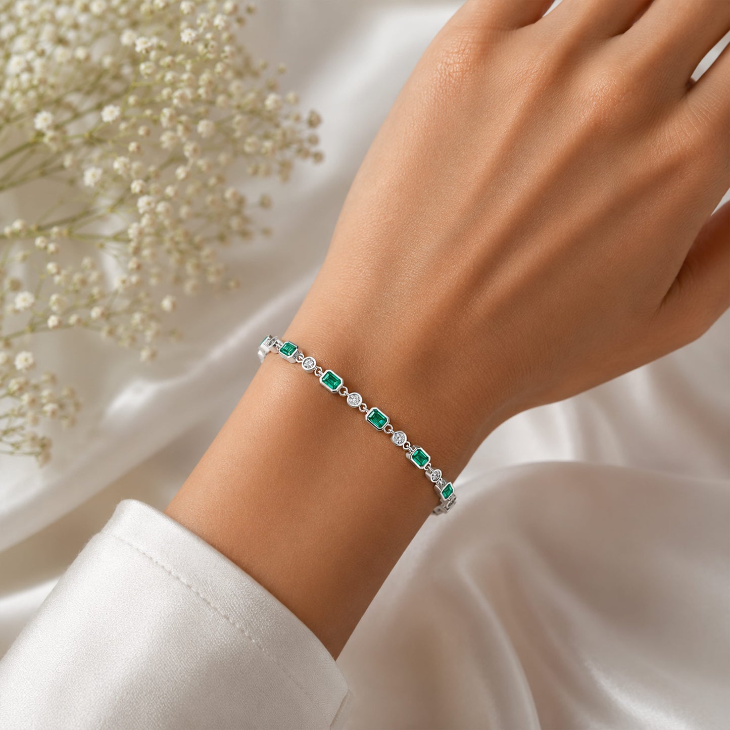 Green diamond bracelet men