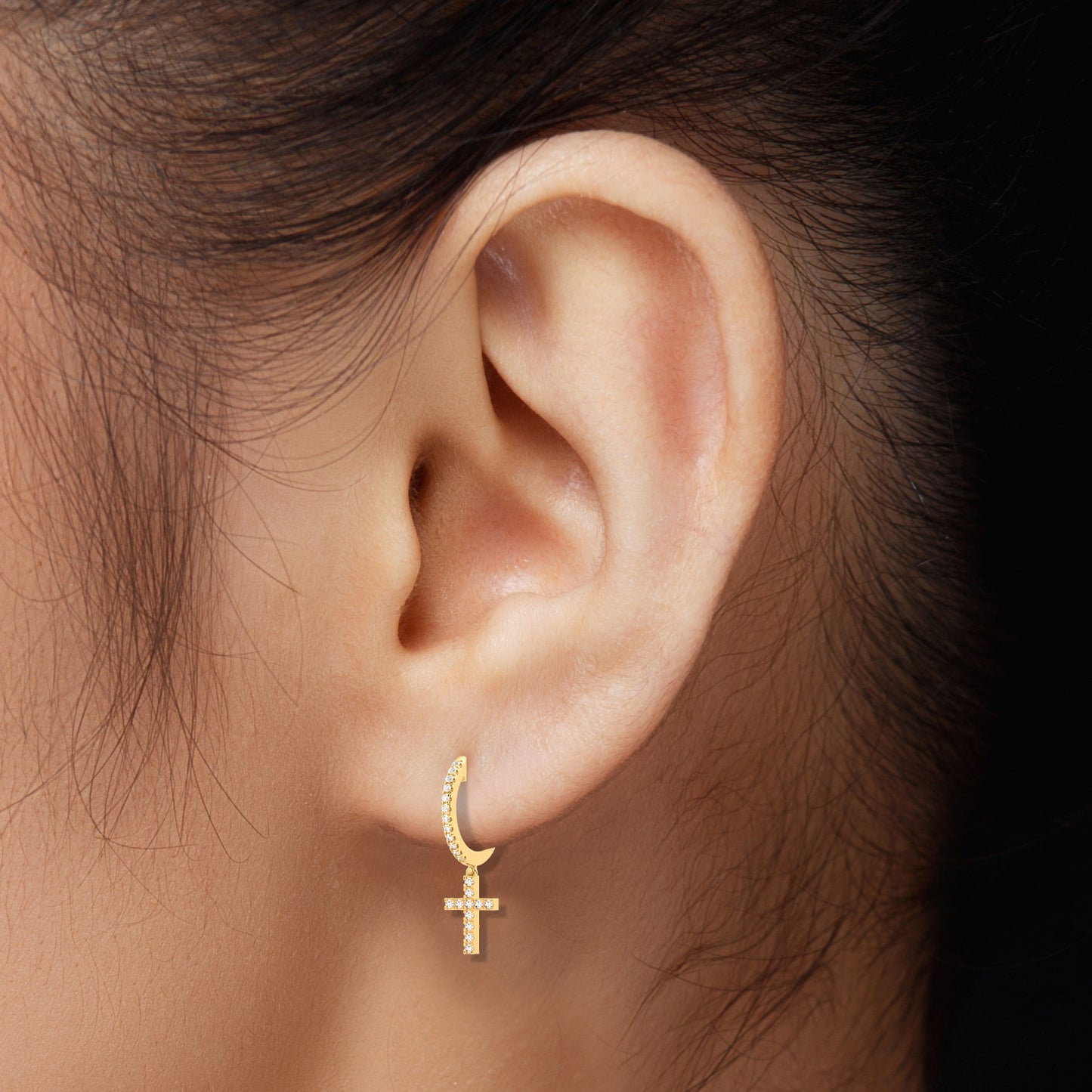 Sterling Silver Cross Hoop Earrings