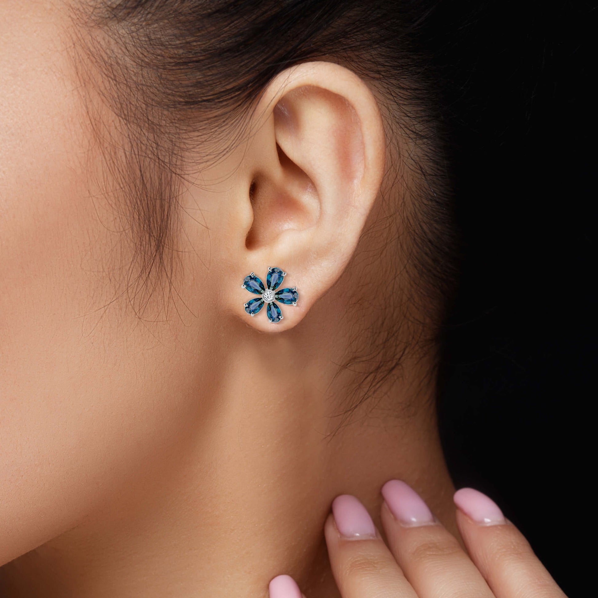 blue sapphire sterling silver earring