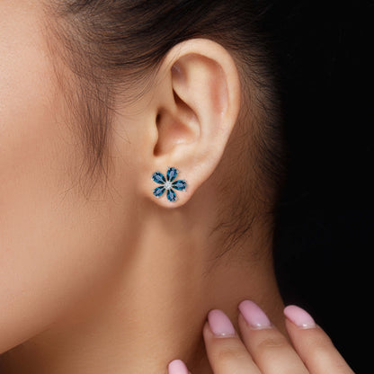 blue sapphire sterling silver earring